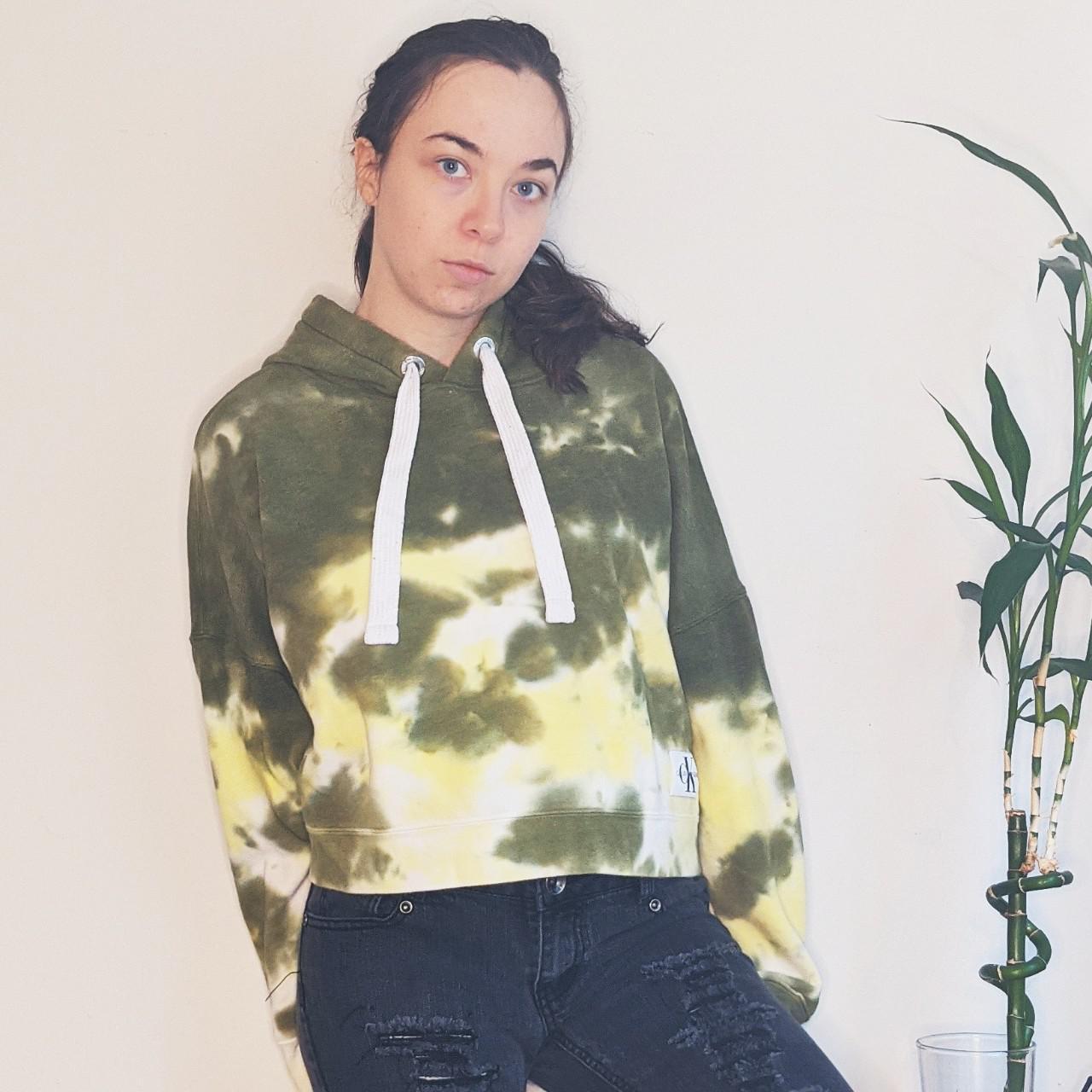 Calvin Klein Women's Green and Khaki Hoodie (2)