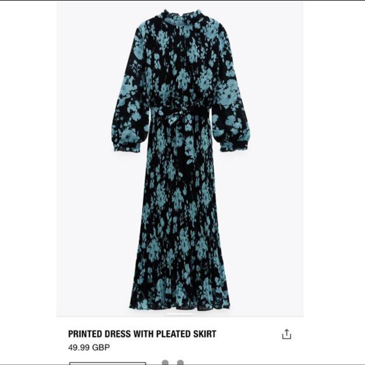 zara printed dress with pleated skirt