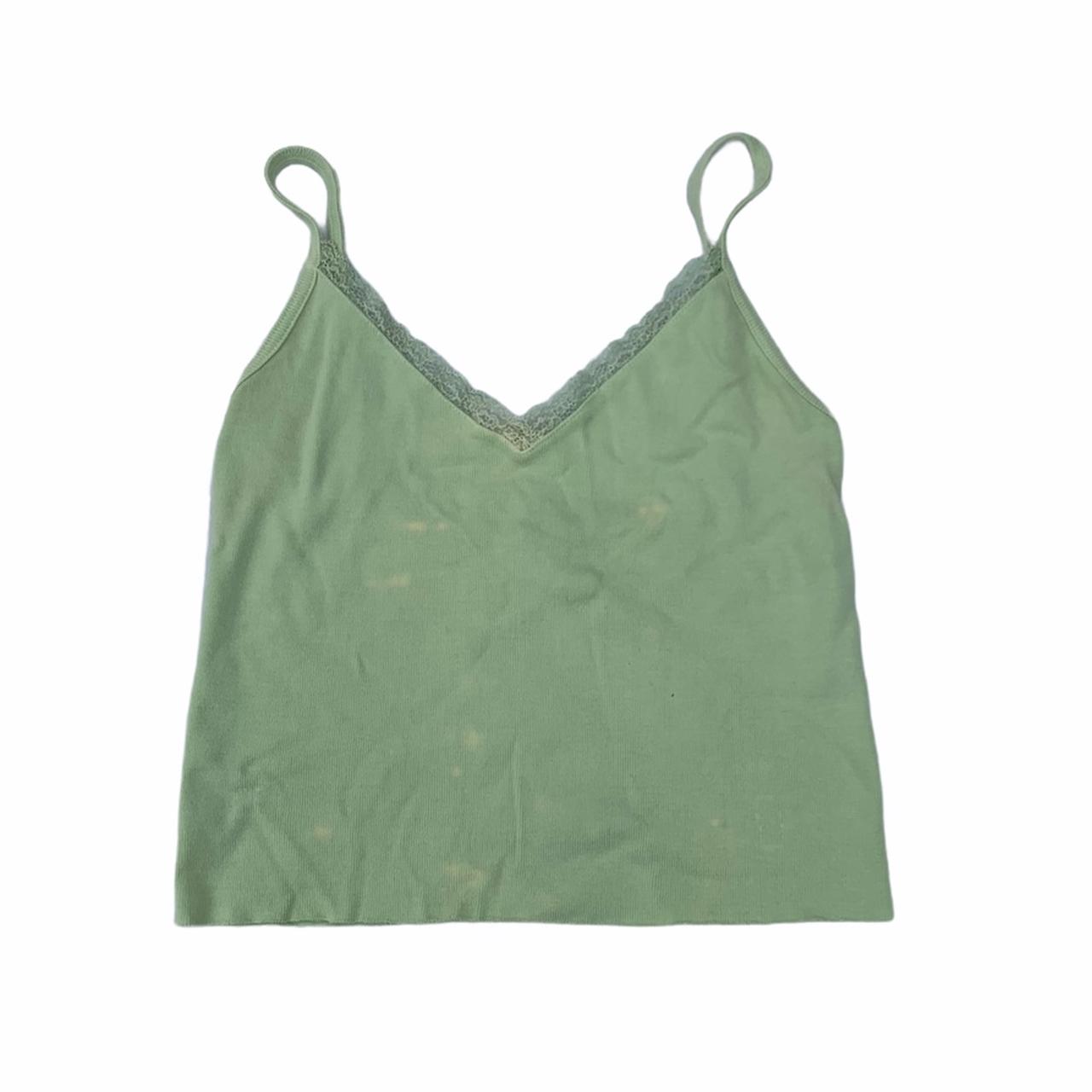 Brandy Melville Women's Green Crop-top | Depop