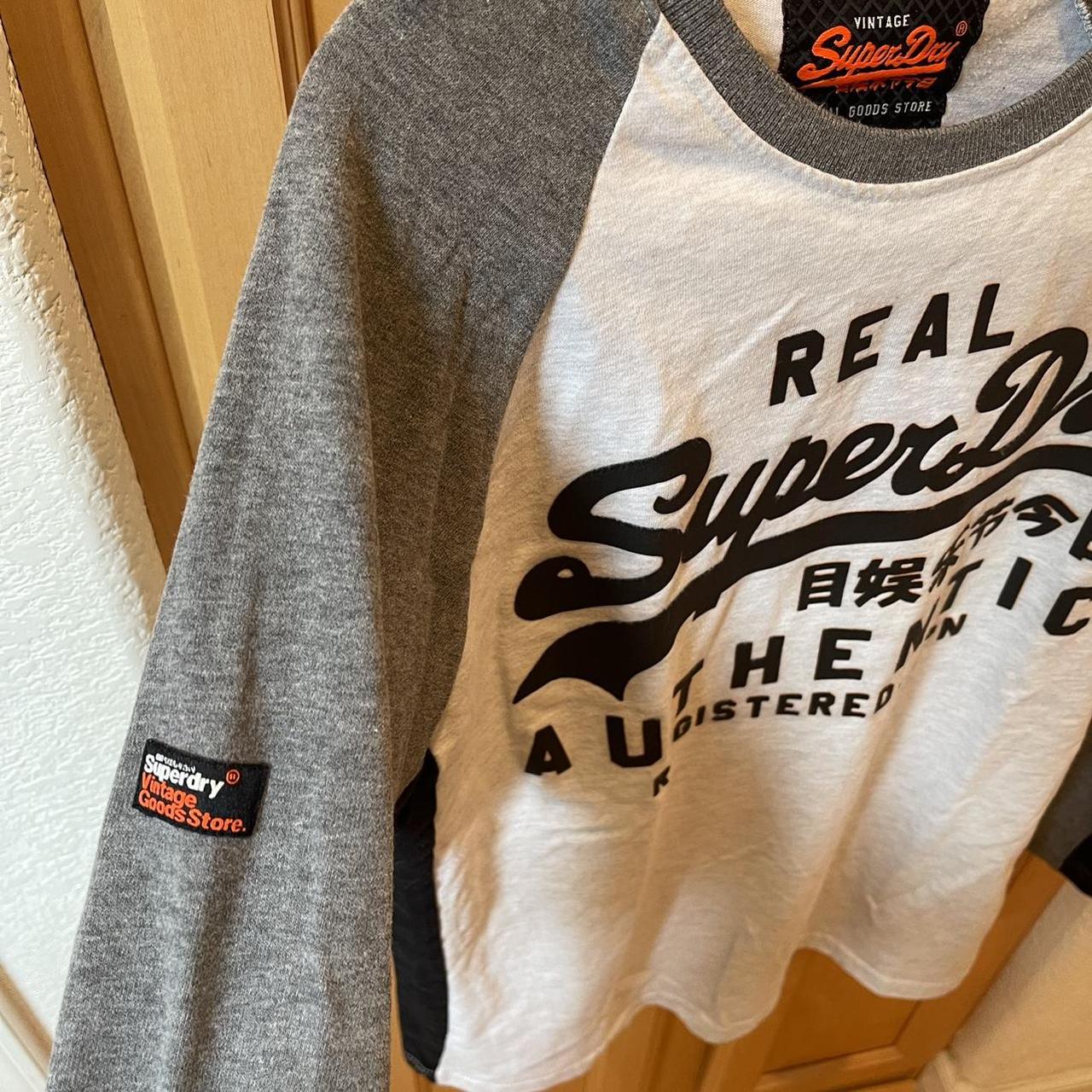 SUPERDRY Mens Shirt Large Grey Striped Cotton