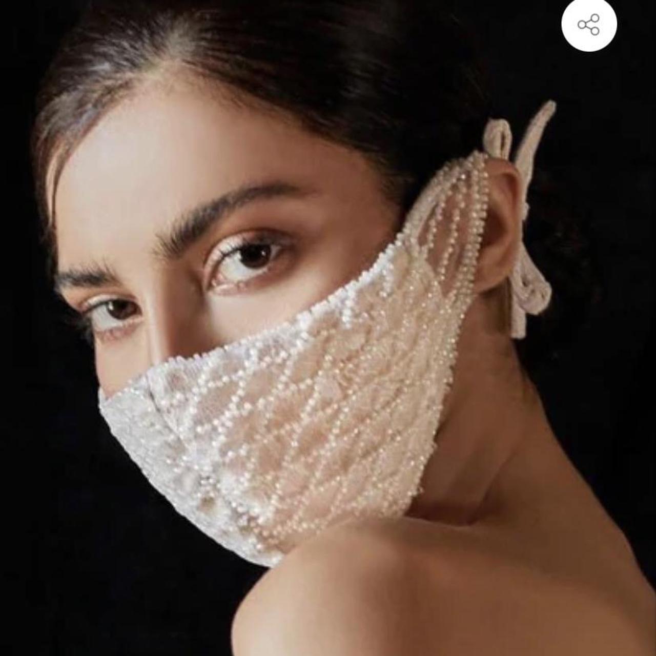 Ivory embroidered bridal face mask. Brand new, never... Depop