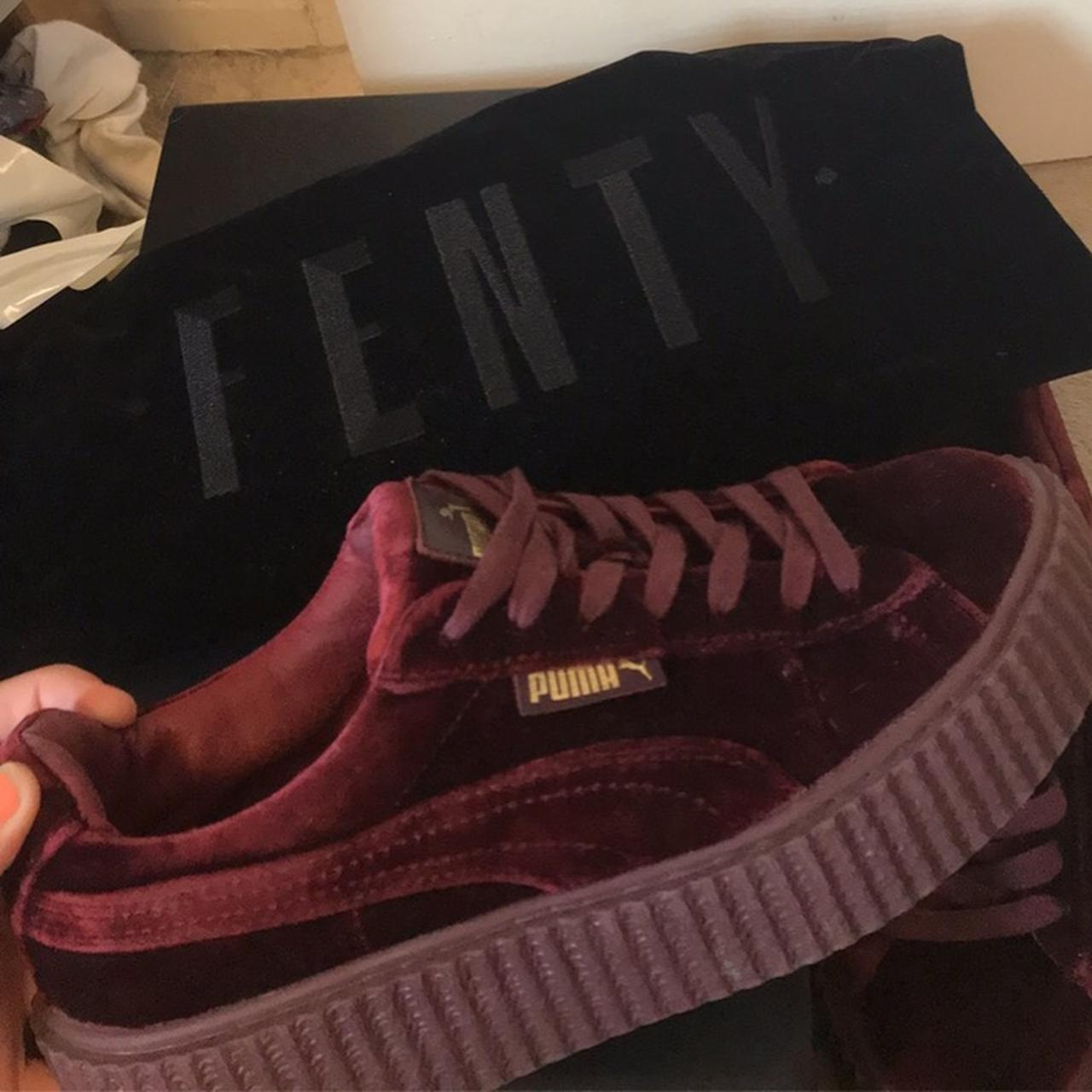 Puma Burgundy and Red Trainers | Depop