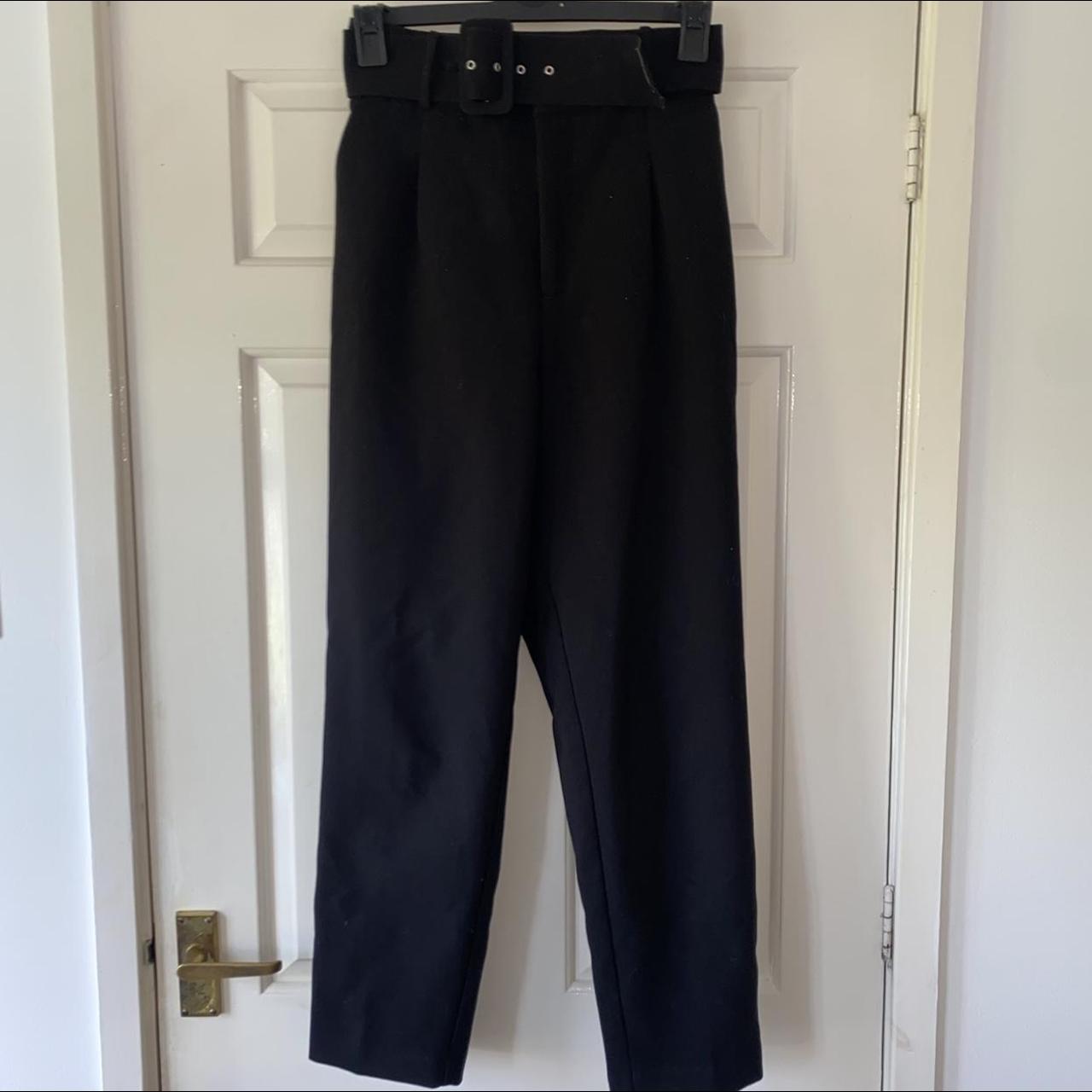 Zara highwaisted womens black work trousers with... Depop