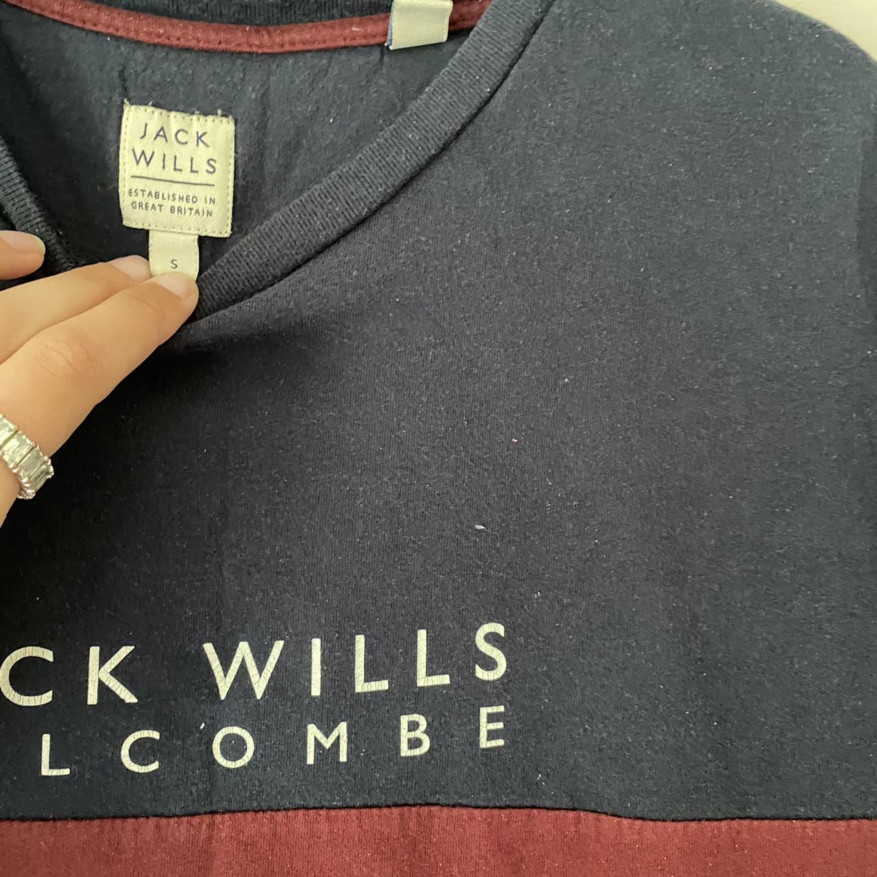 Men’s Jack Wills navy and maroon block tshirt with... Depop