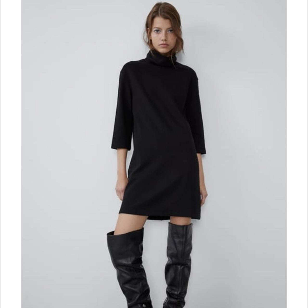 zara black turtleneck dress