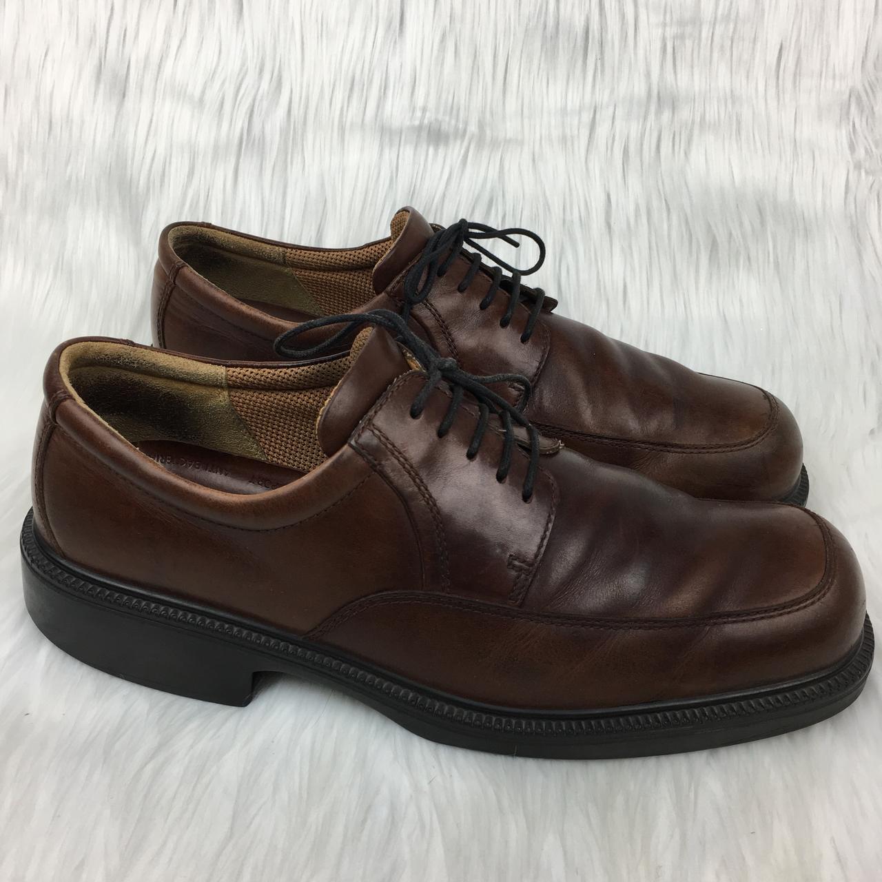 ECCO brown 100% leather oxfords. apron toe. lace up.... - Depop