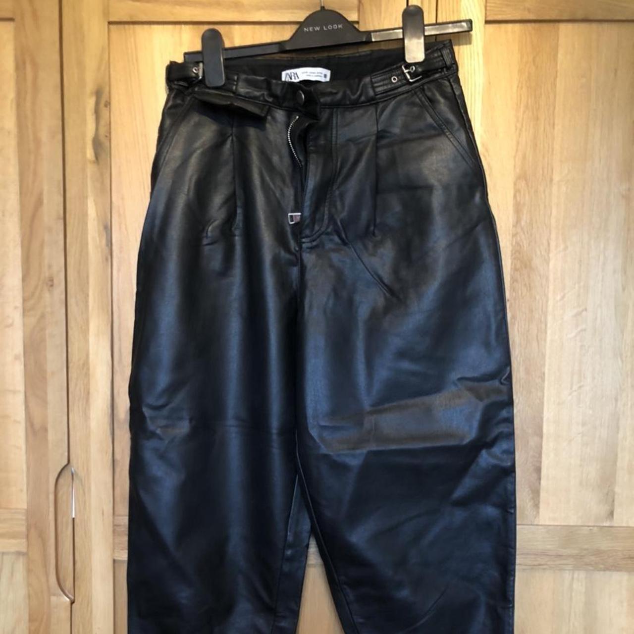 Zara pleather trousers Relaxed balloon style with... - Depop