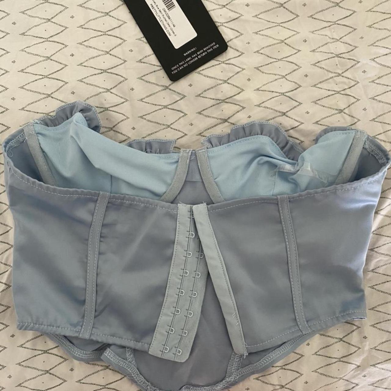 Pretty Little Thing blue corset top size S. Brand... Depop