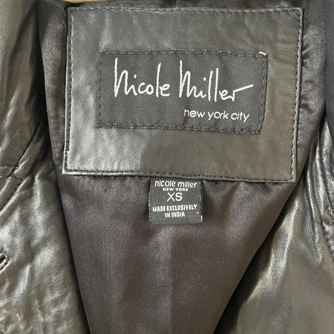 Nicole miller black real leather jacket size xs... - Depop