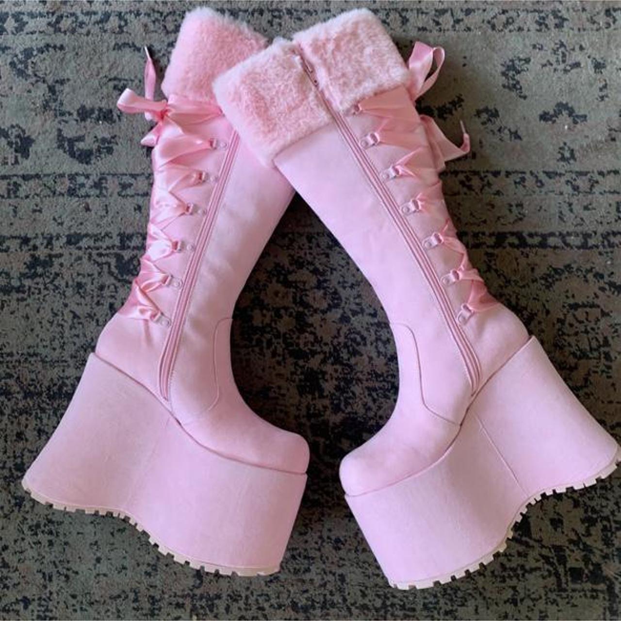 New Sugar Thrillz x Dolls Kill Faux sheepskin Boots.... - Depop