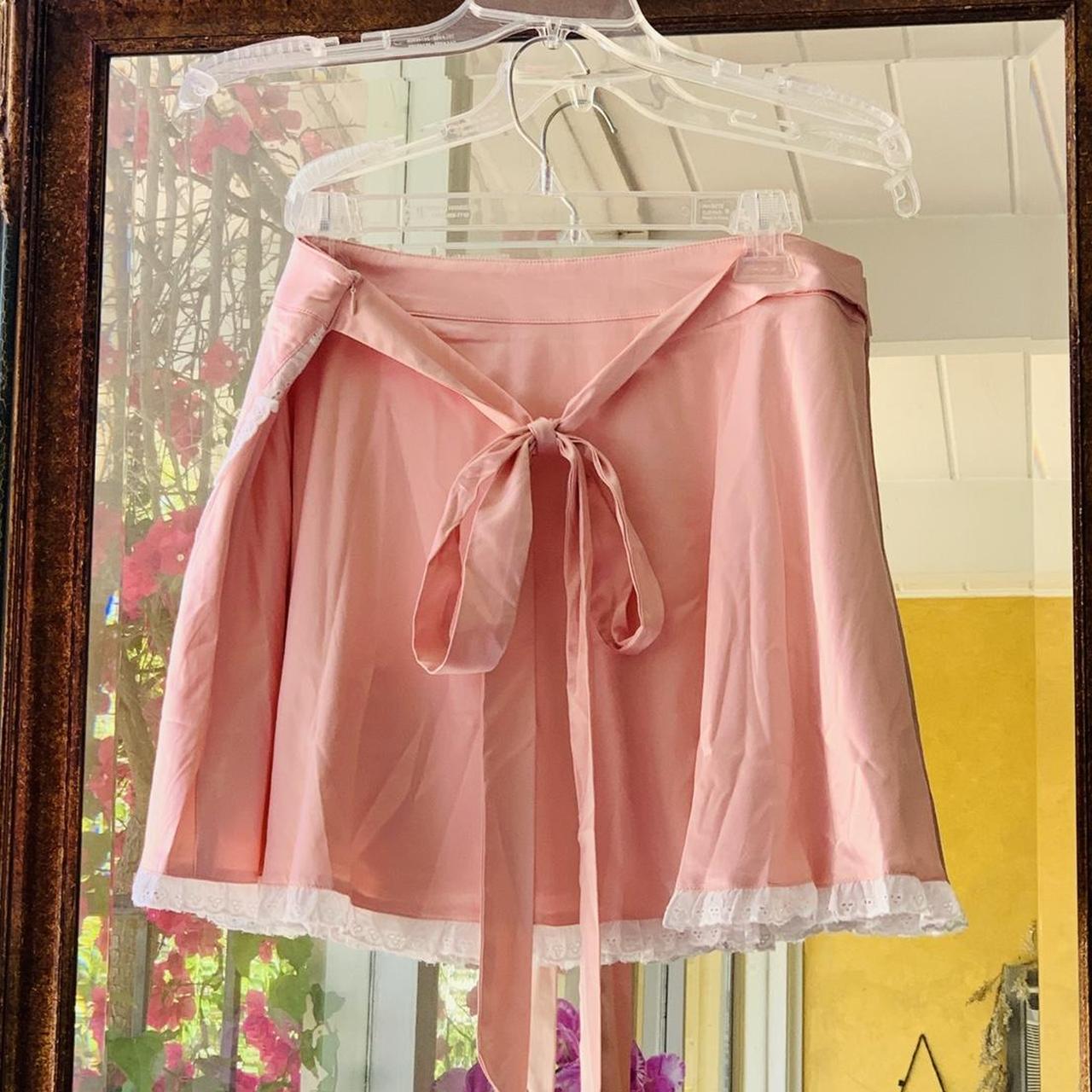 Dolls Kill Women's Pink and White Skirt Depop