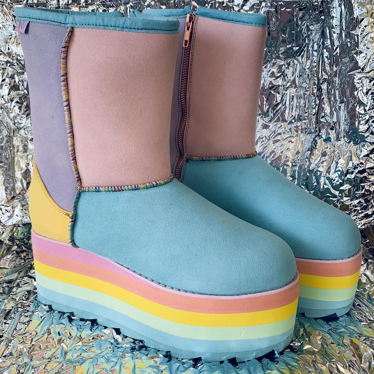 New YRU Pastel Shearling Platform Boots New in box... - Depop