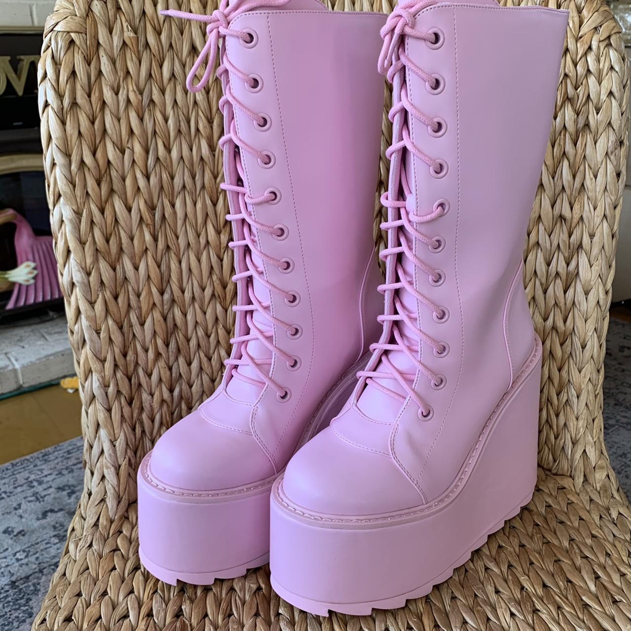 New YRU Pink Dune booties in pink Vegan Leather.... - Depop