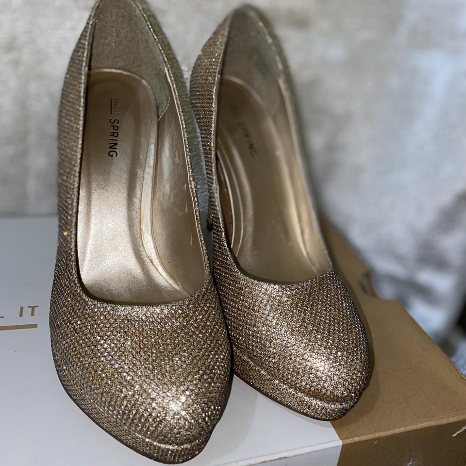 Gold sparkly heels from Call It Spring in a size 7. - Depop