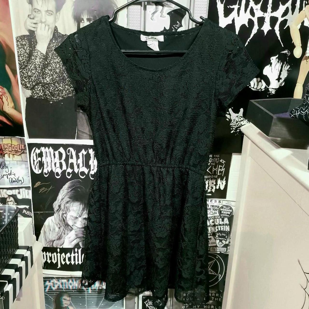 Black lacy babydoll party dress! It has a black silk... Depop