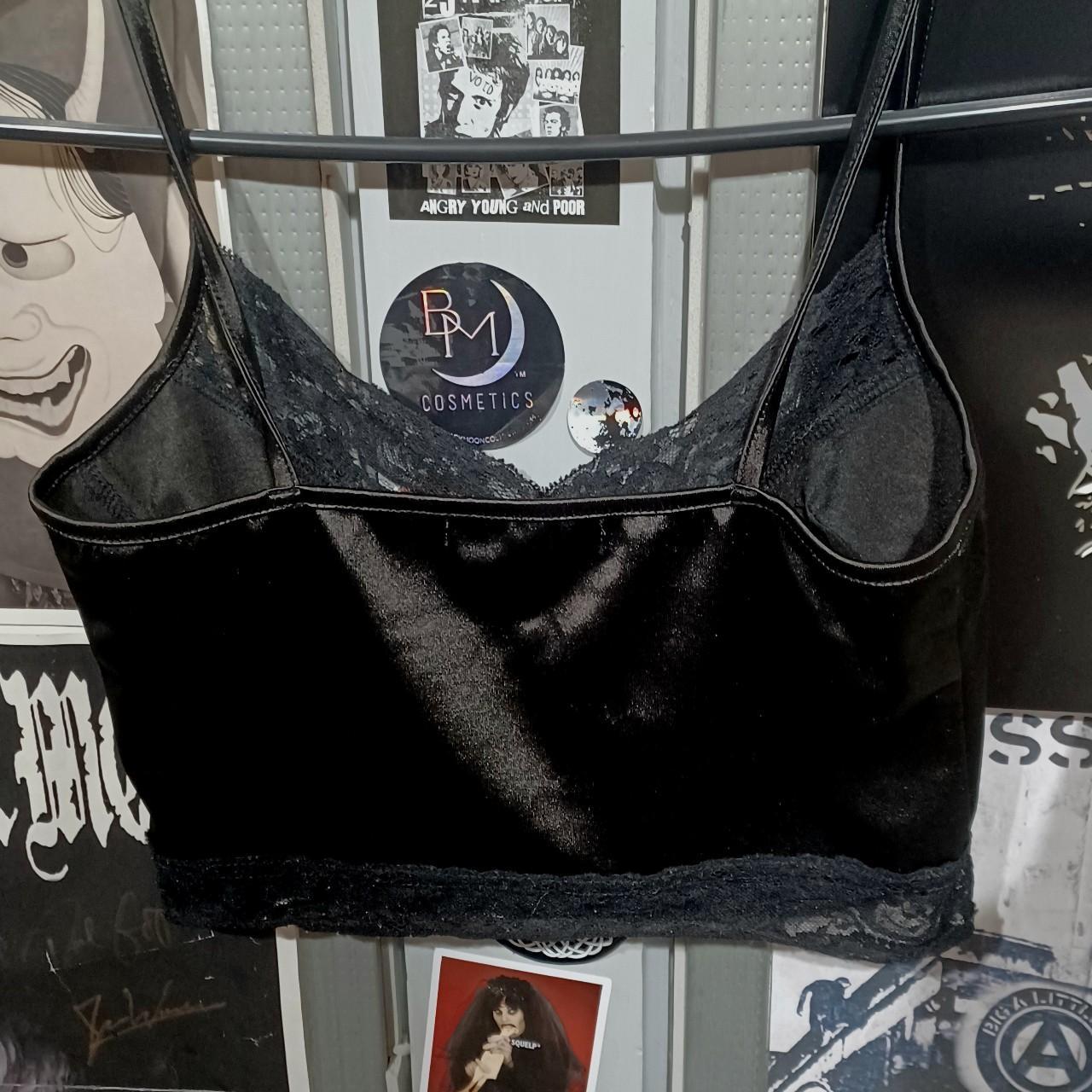 *Repop* Black satin bustier with a lace trim. I... - Depop