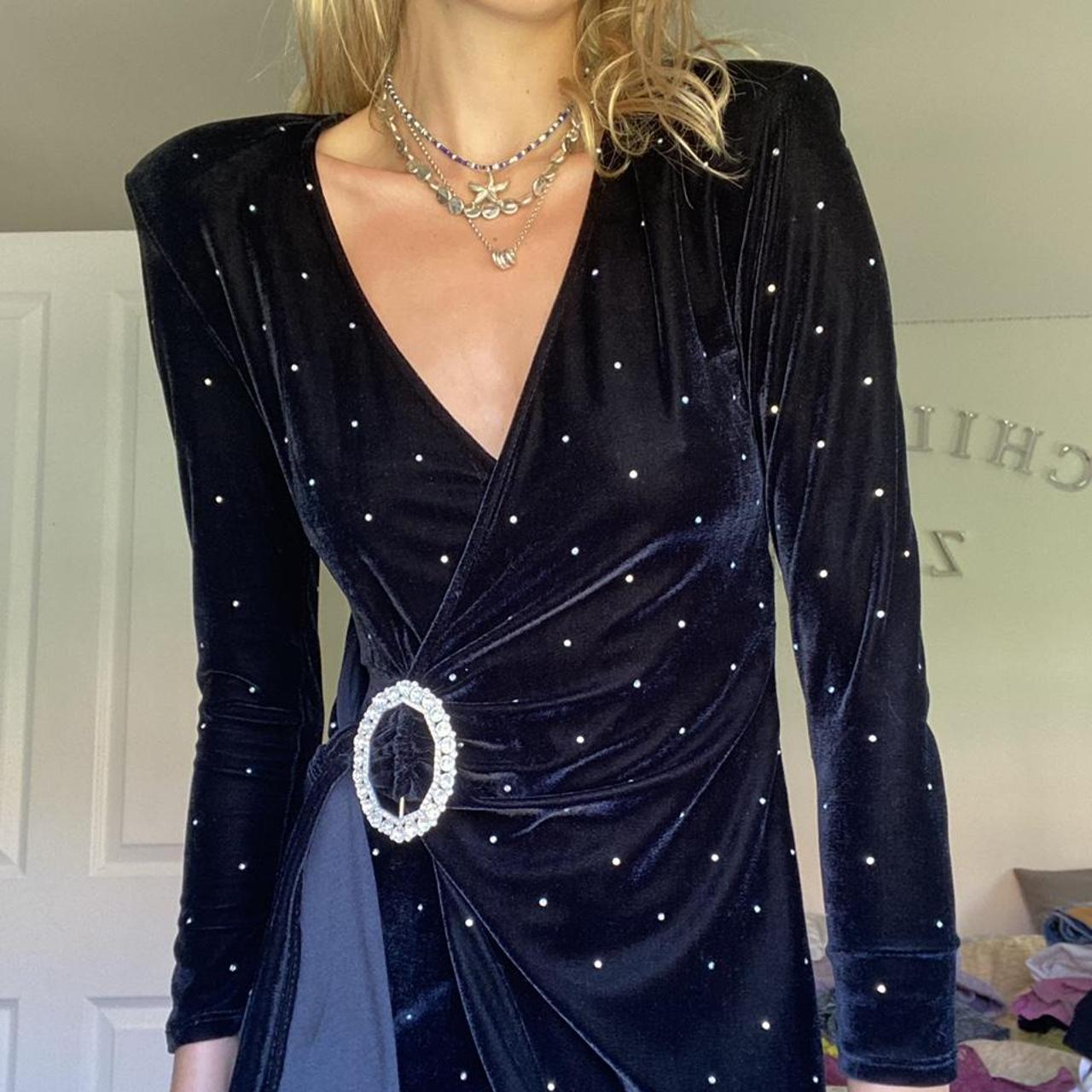 Zara velvet 2024 wrap dress