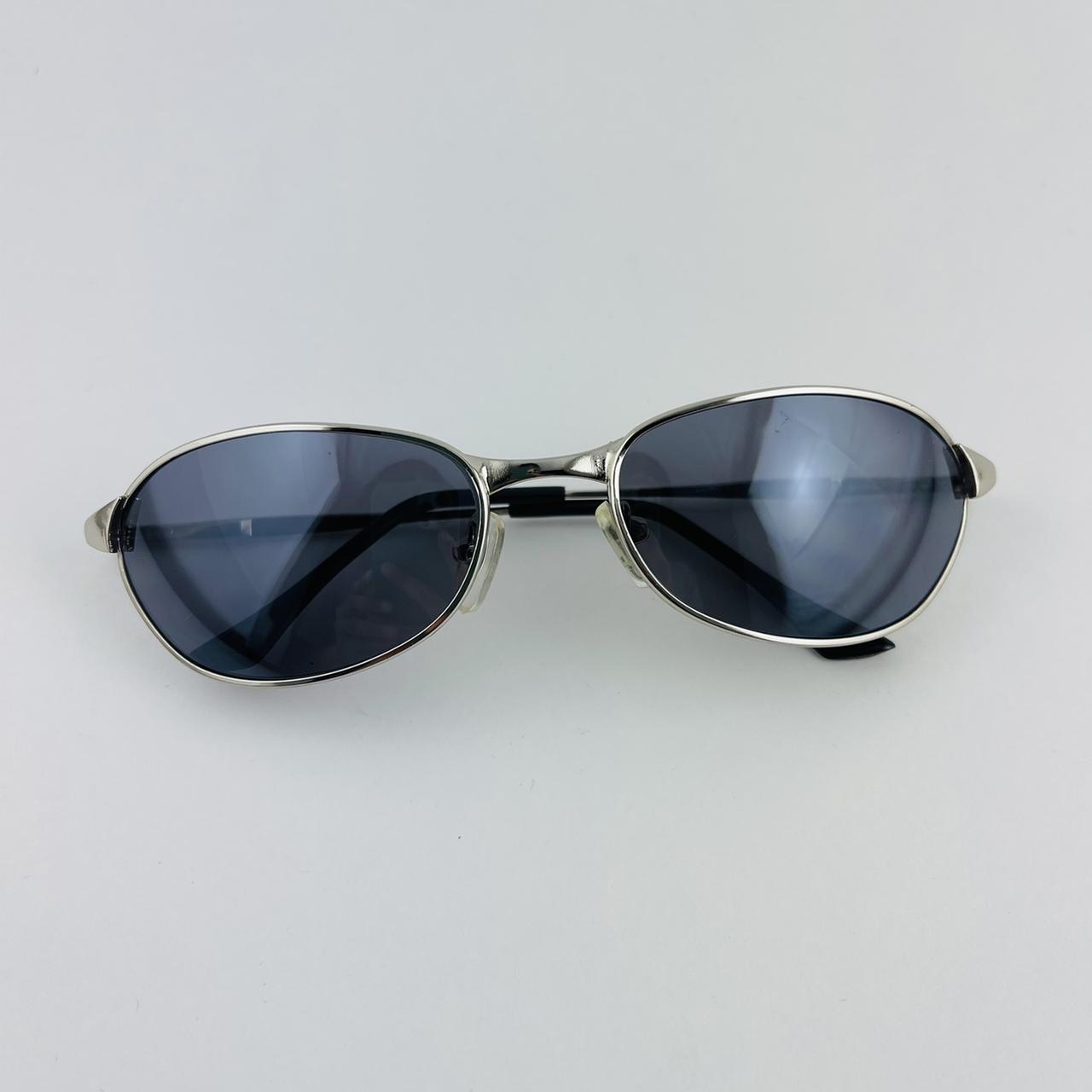 Vintage Y2K Silver Metal Frame Deadstock Sunglasses... - Depop