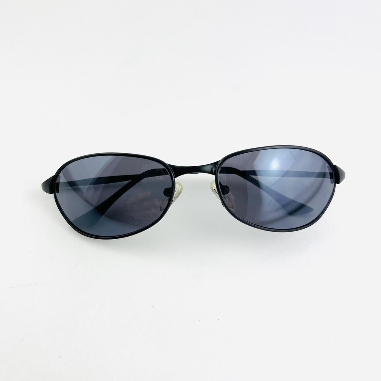Vintage 90s Black Metal Frame Deadstock Sunglasses... - Depop
