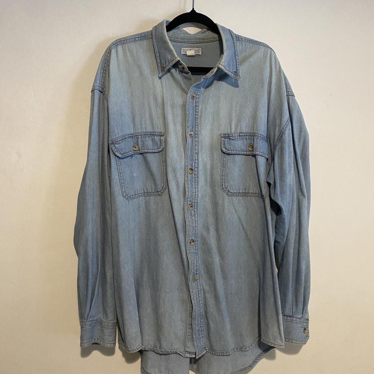 VINTAGE DENIM SHIRT Well loved denim shirt…... - Depop