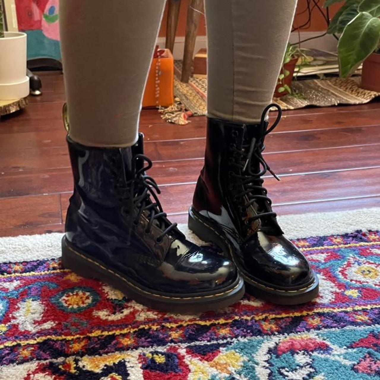 Doc martens patent boots on sale