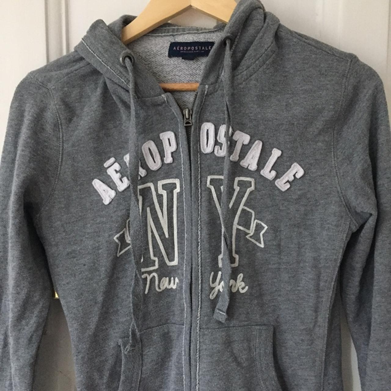 vintage Aeropostale grey zip up sweater with a... - Depop