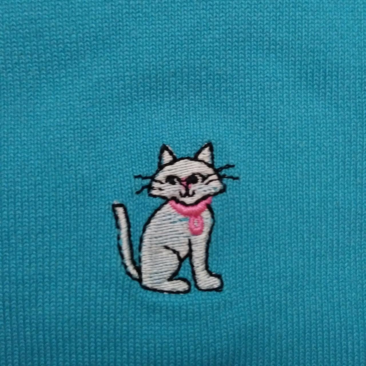  BABY BLUE CAT SHIRT Petite large baby blue cat... Depop