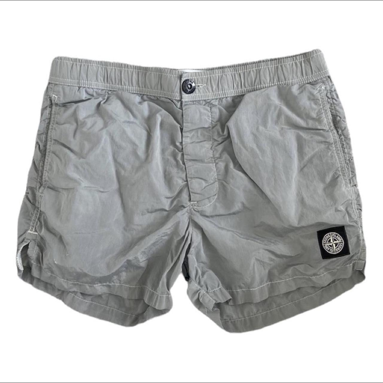 silver stone island shorts