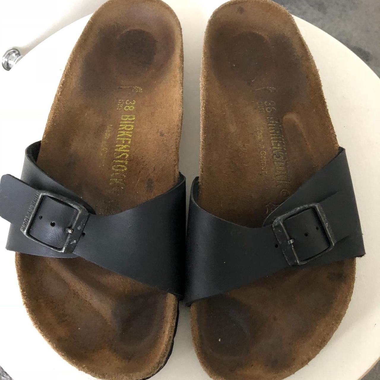 BIRKENSTOCK BLACK SANDALS - great condition - size 4... - Depop