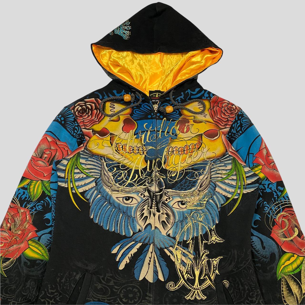 Christian Audigier 00 s All over print Hoodie . Depop