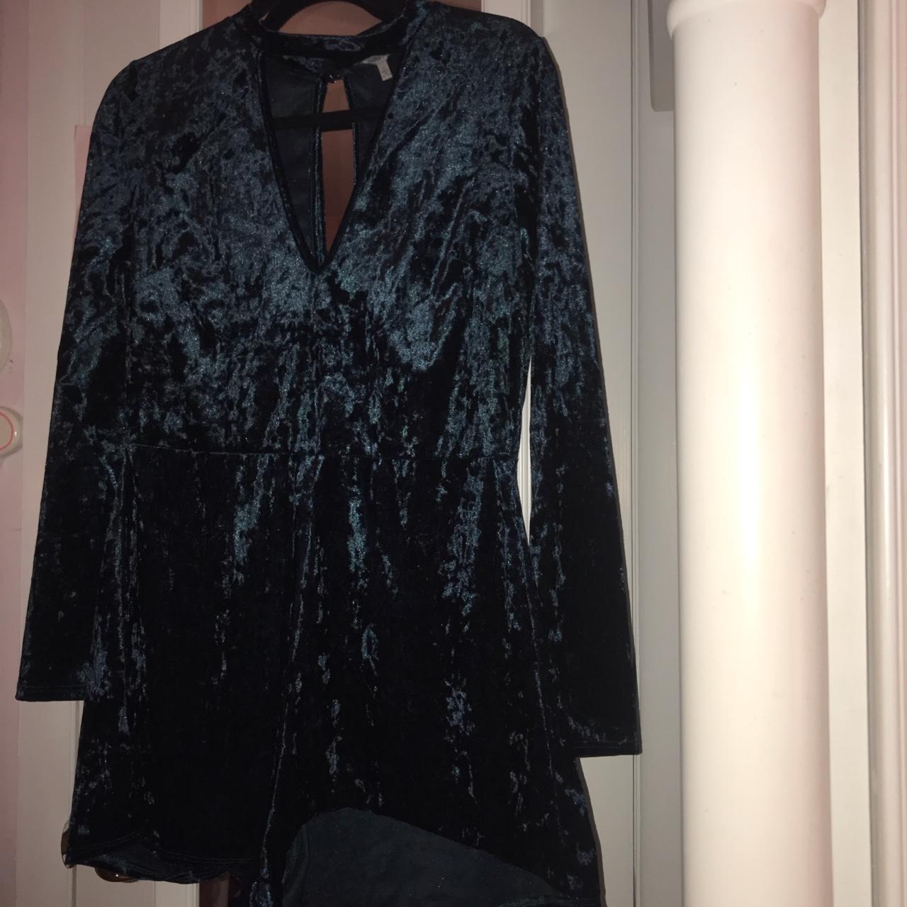 I absolutely LOVE this dark teal crushed velvet long... - Depop