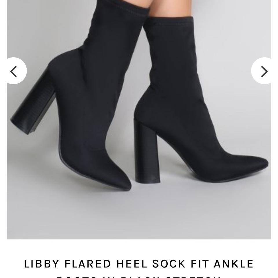 Public desire libby black high sale heeled sock boots