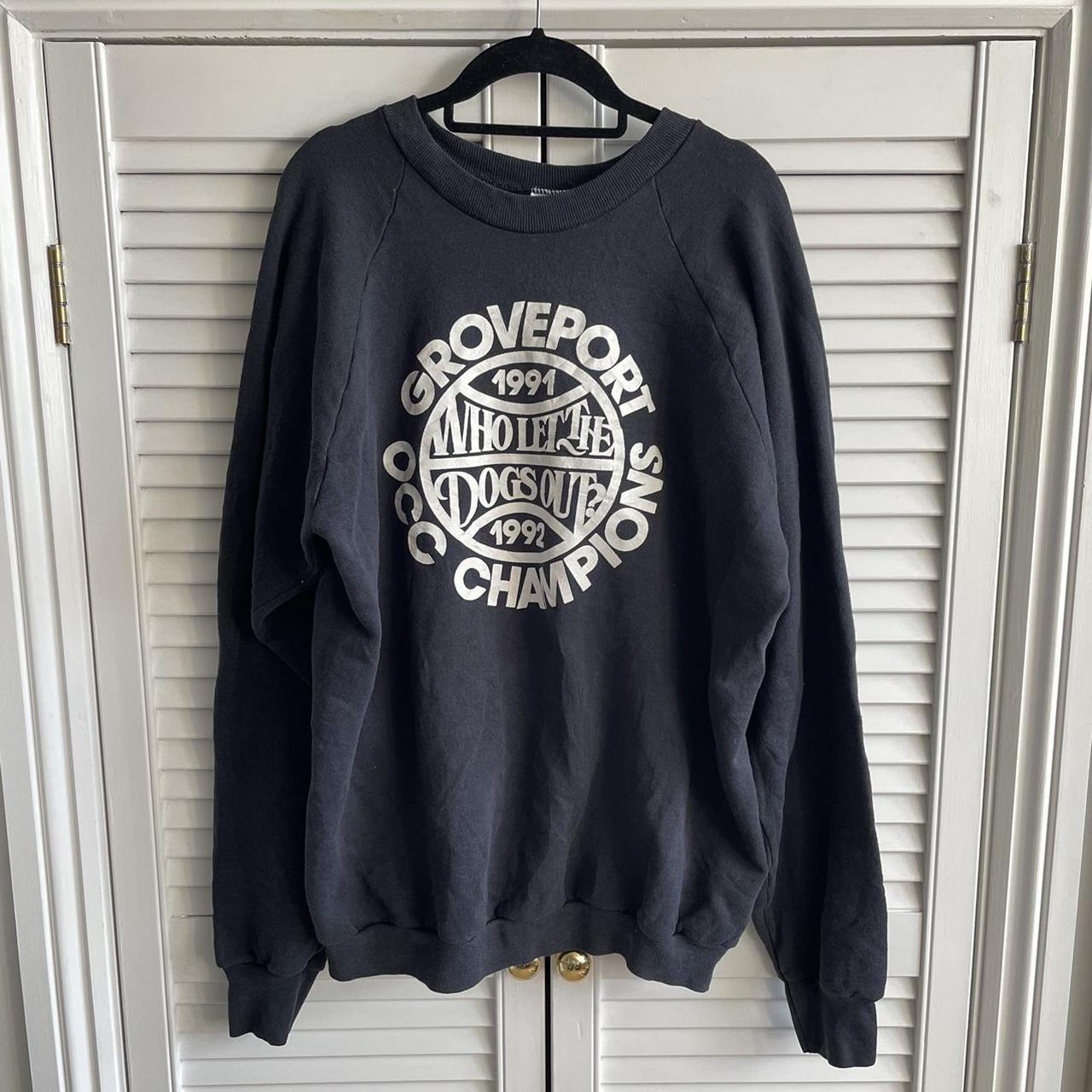 90s black sweater with cool print. Size XL. Good... - Depop