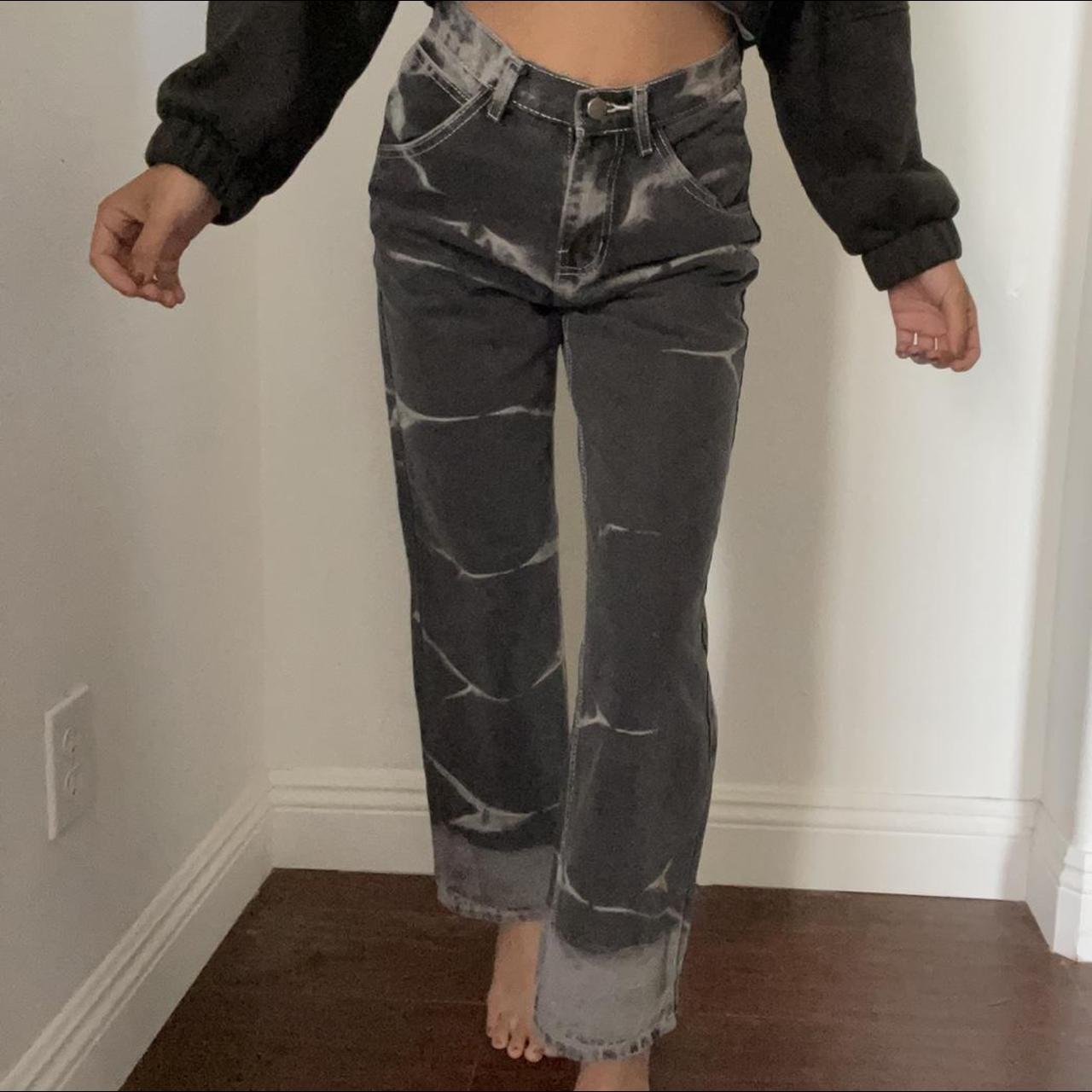 Cider Women's Grey and Black Jeans Depop