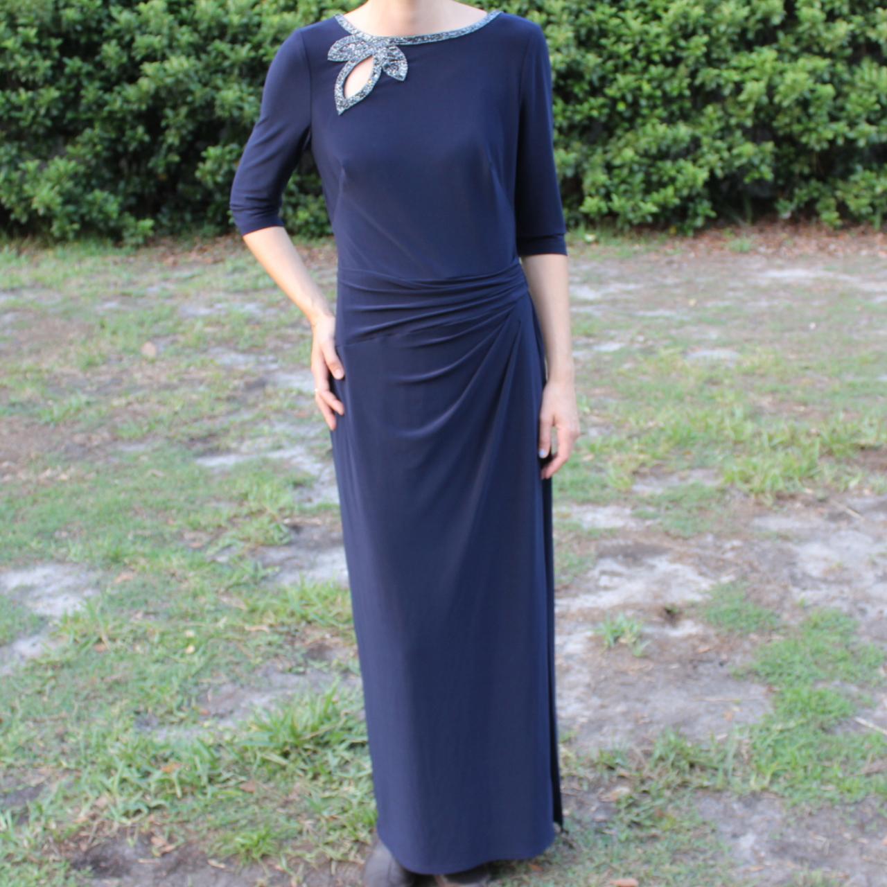 Navy Blue Lauren Ralph Lauren Evening dress with... - Depop