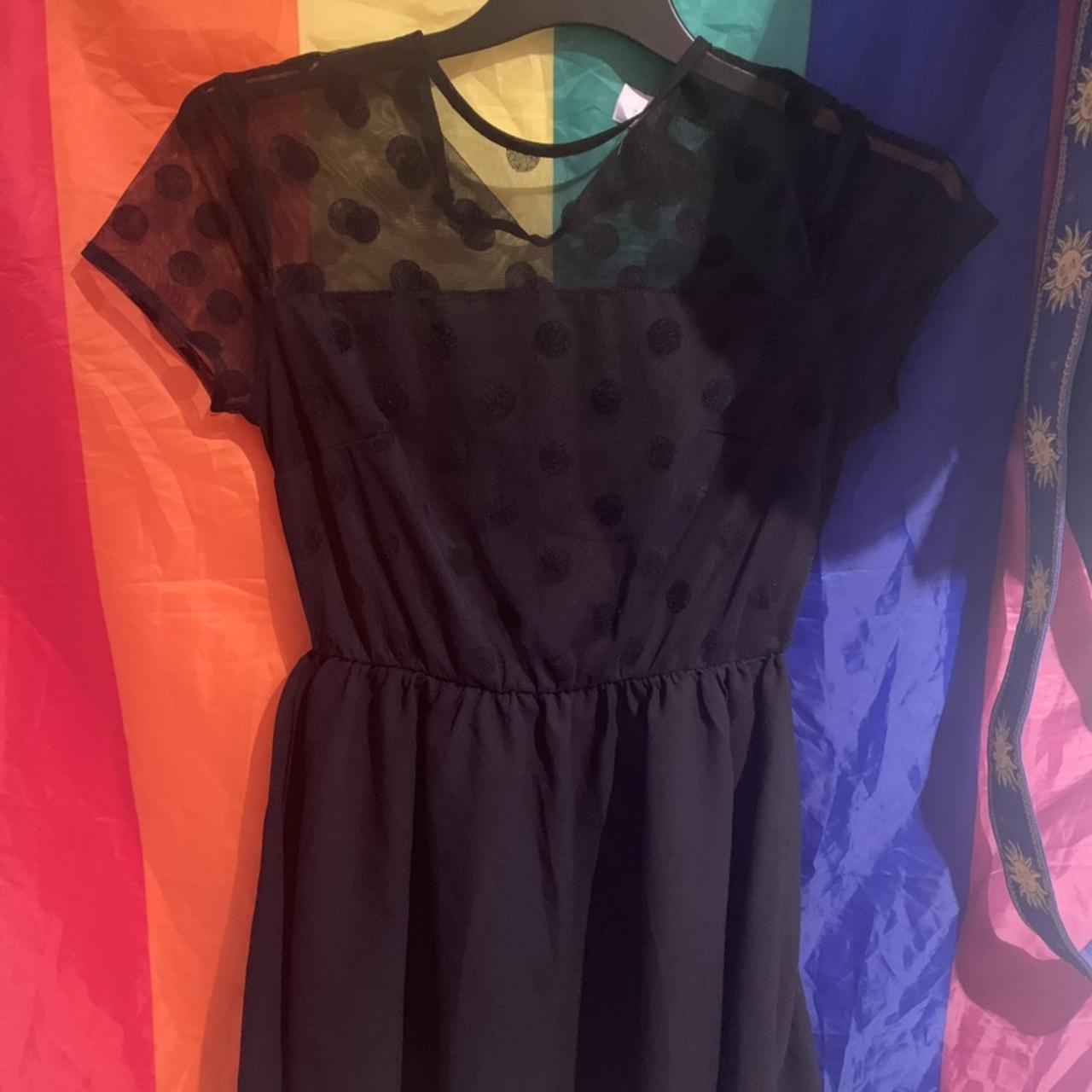 black polka dot dress, super cute fits lovely, size... - Depop