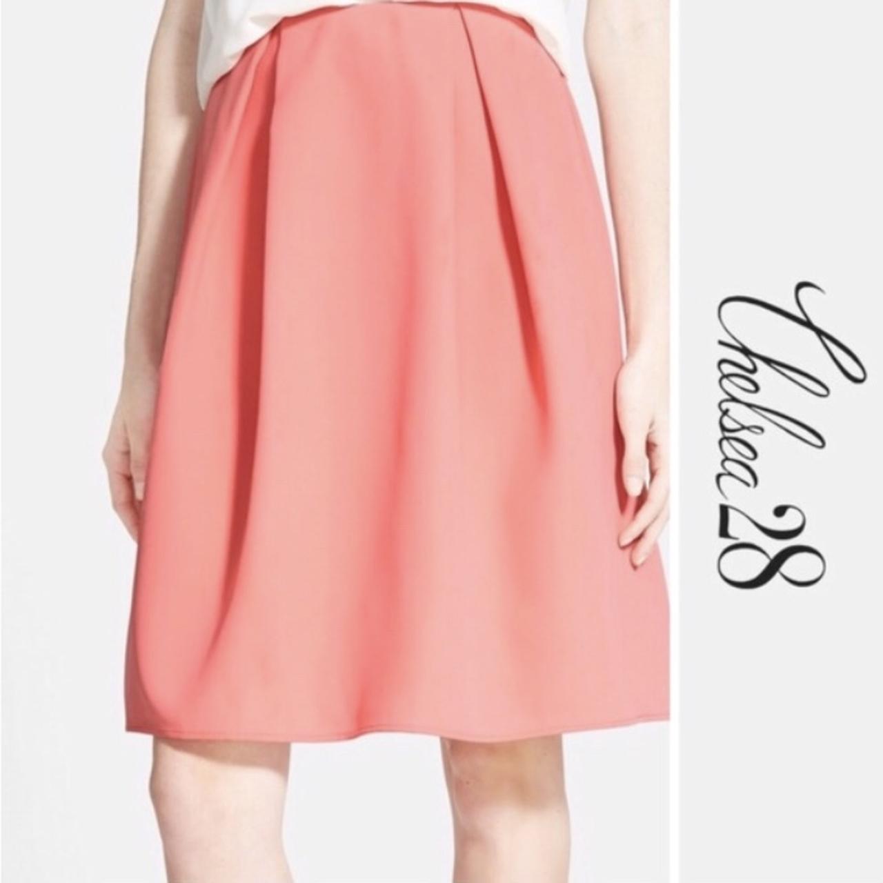 Chelsea 28 Coral Pink Pleated A Line Midi Skirt