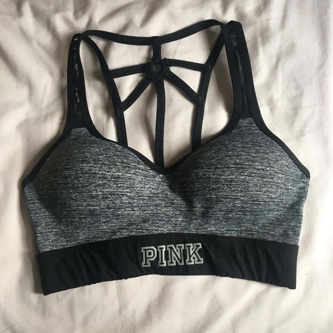 Pink Victoria Secret push up sports bra in grey and