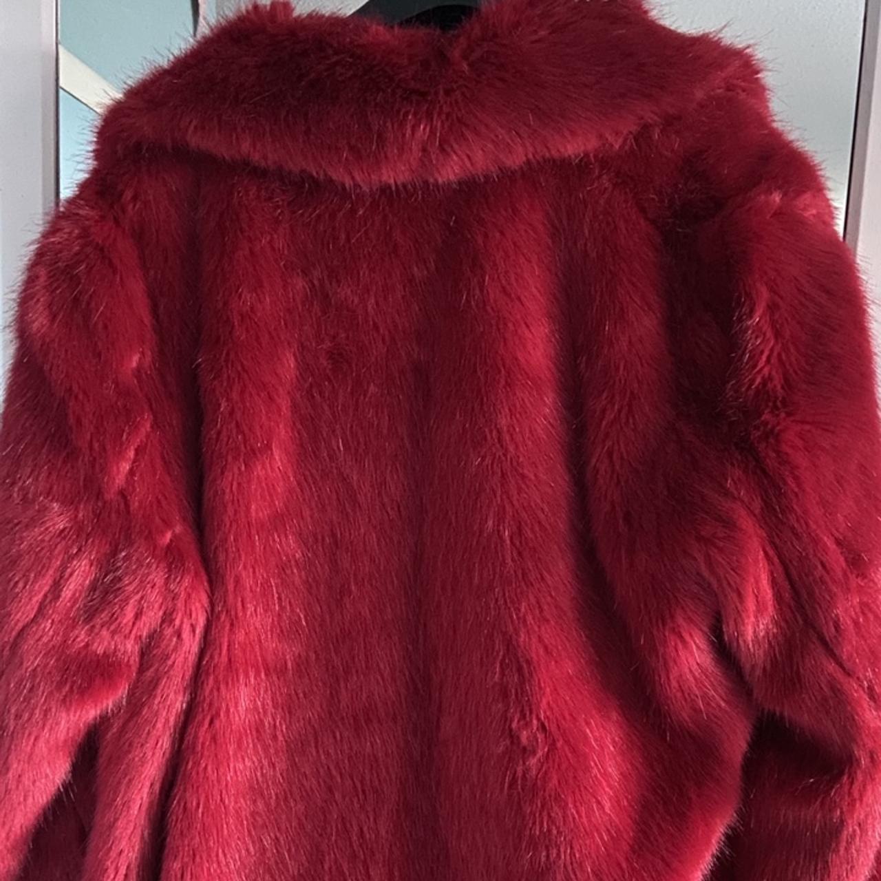Stunning bright red faux fur coat! I seem to have... - Depop