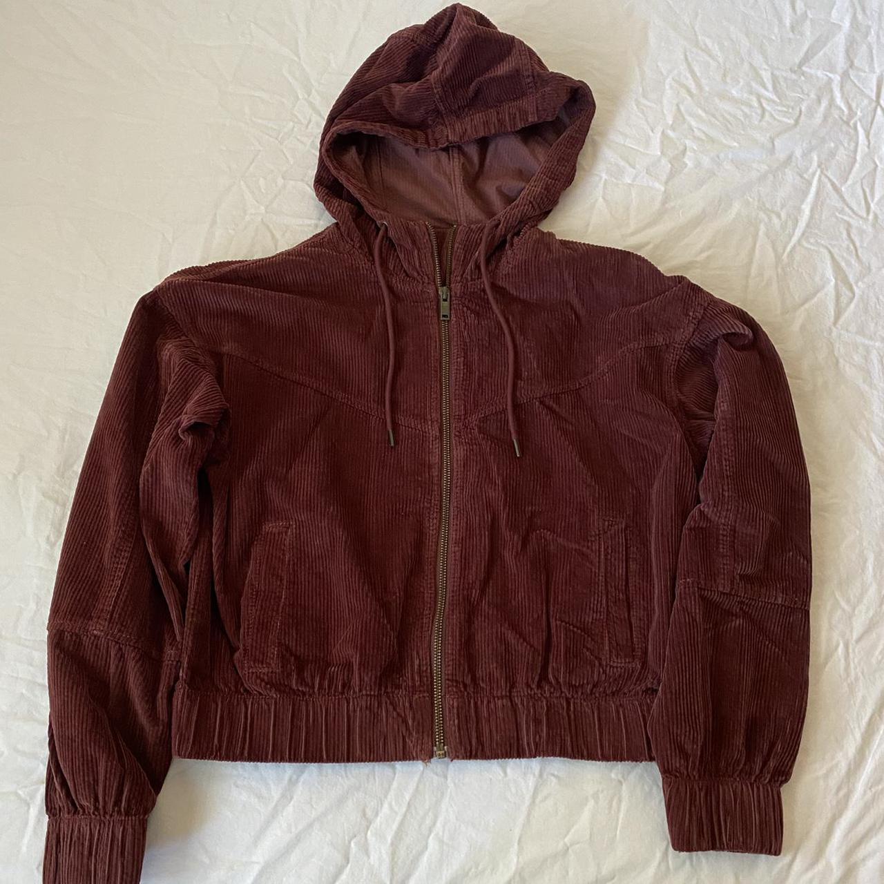 AE corduroy maroon zip up jacket - Depop