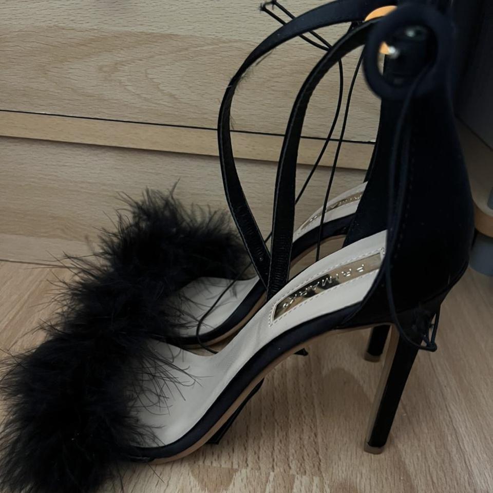 Black fluffy best sale heels primark