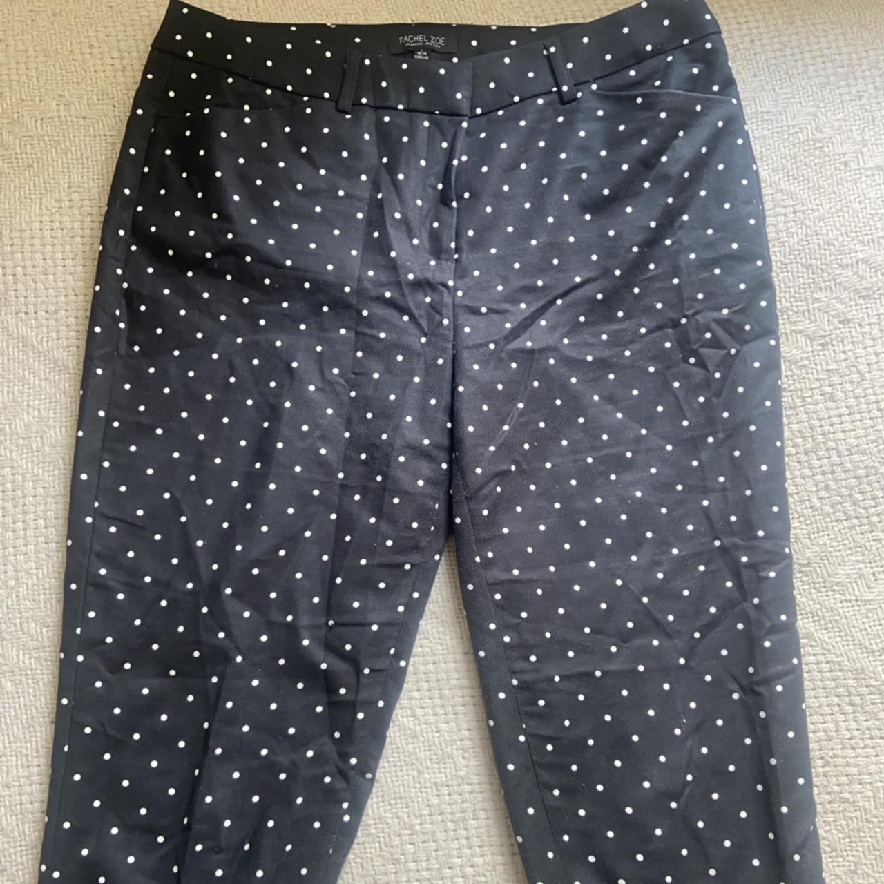 Rachel Zoe black and white polka dot trousers in... - Depop