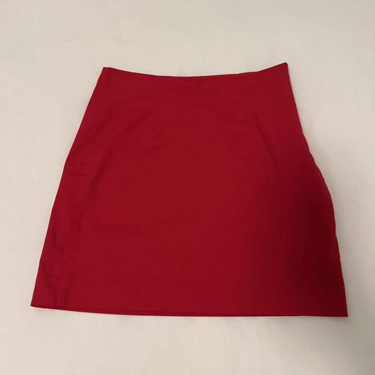 Staud Women's Red Skirt | Depop