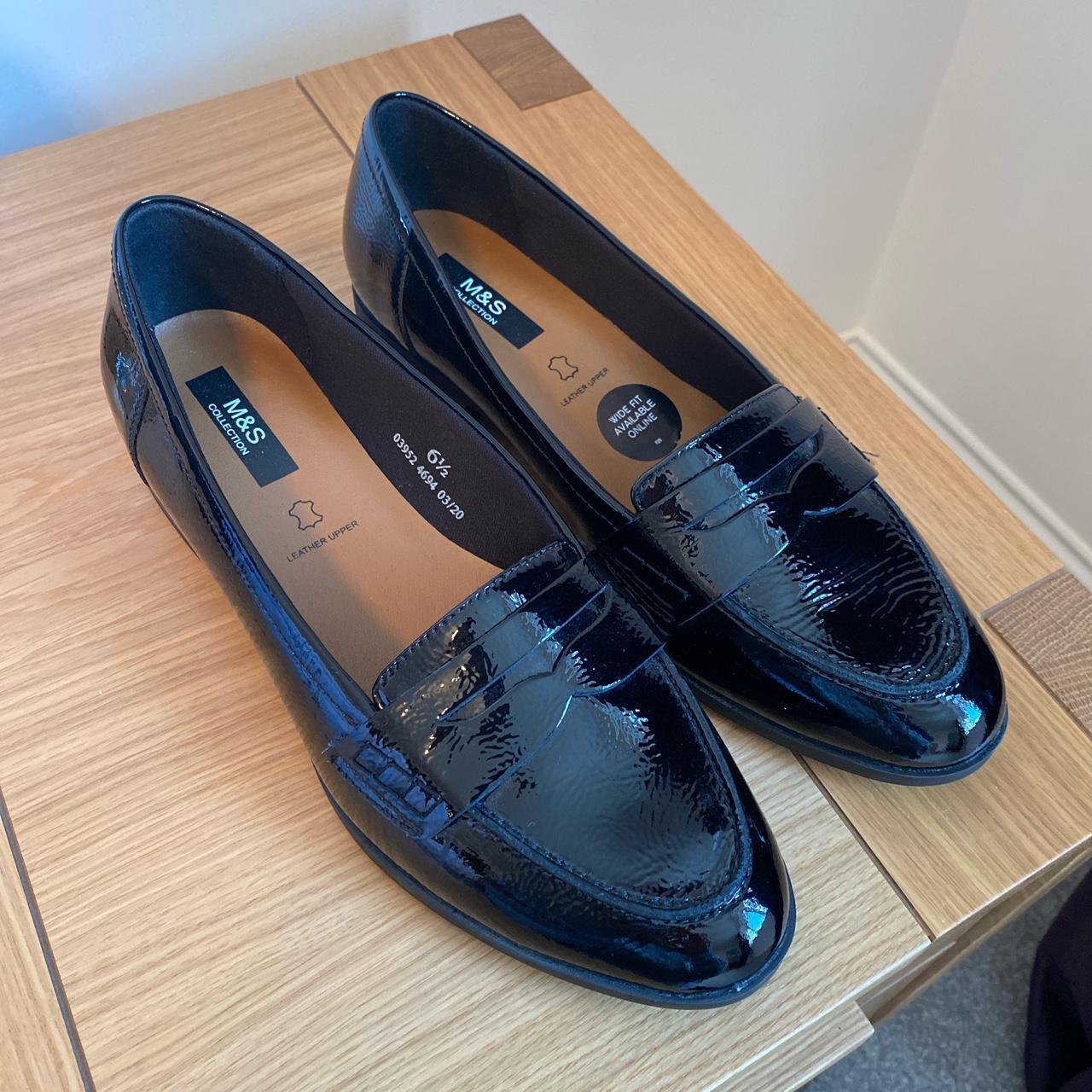 M&S black patent shoes. Size 6.5, brand new never... Depop