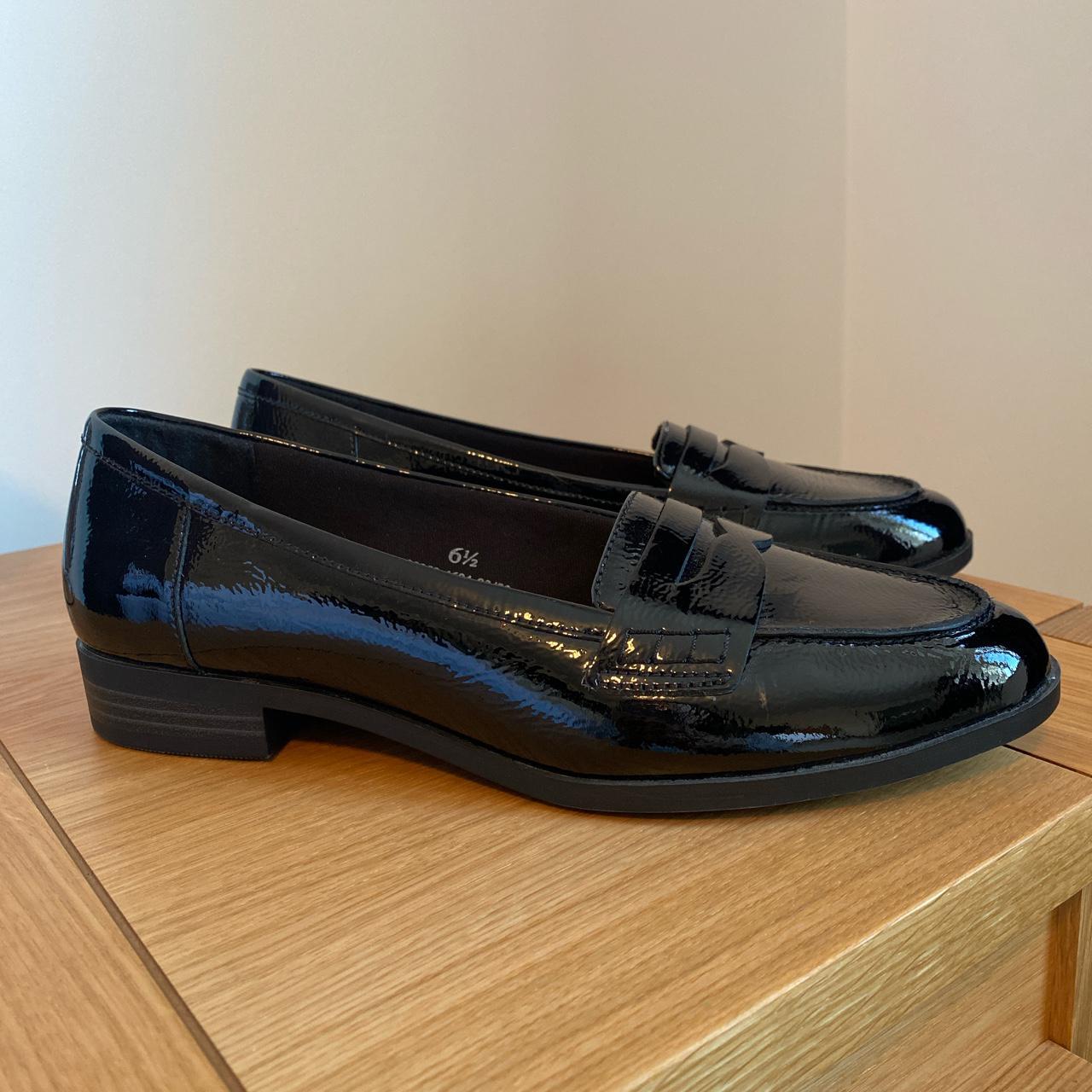 M&S black patent shoes. Size 6.5, brand new never... Depop