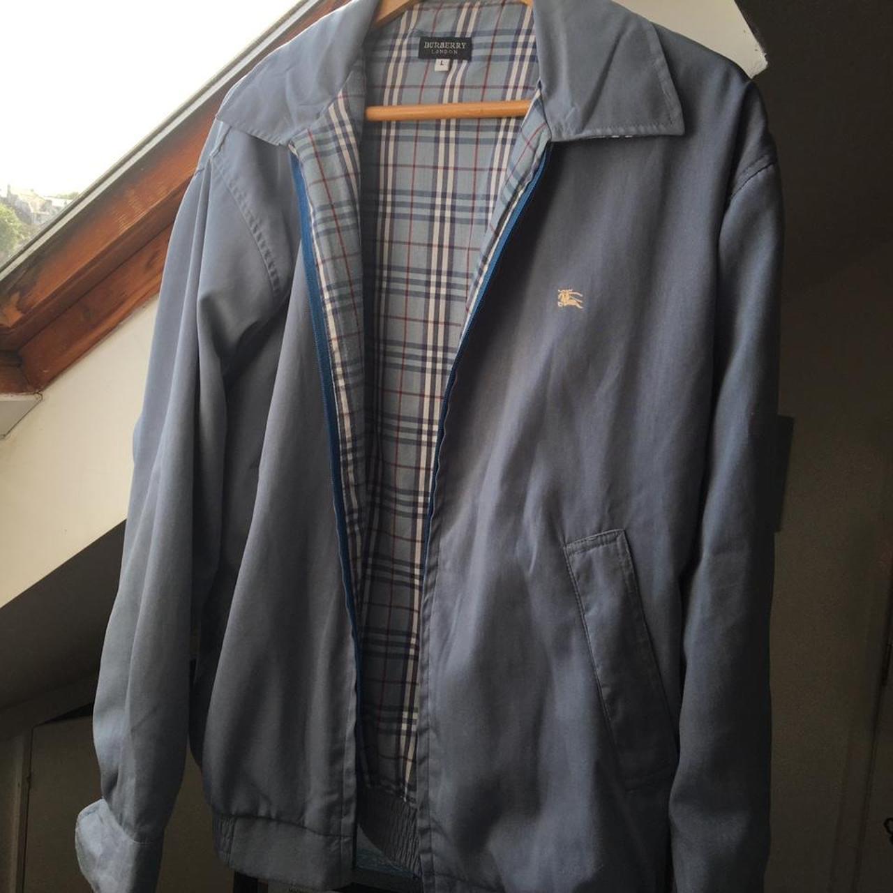 Blue Burberry Harrington jacket with the Burberry... - Depop