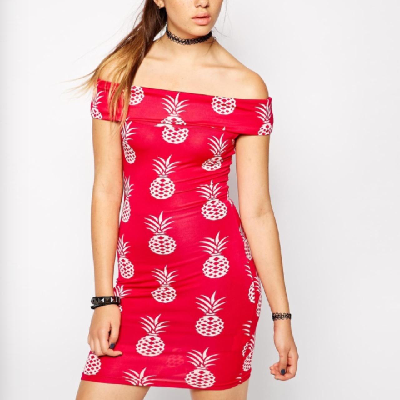 Bill + Mar pink pineapple bodycon dress. Size 8.... - Depop