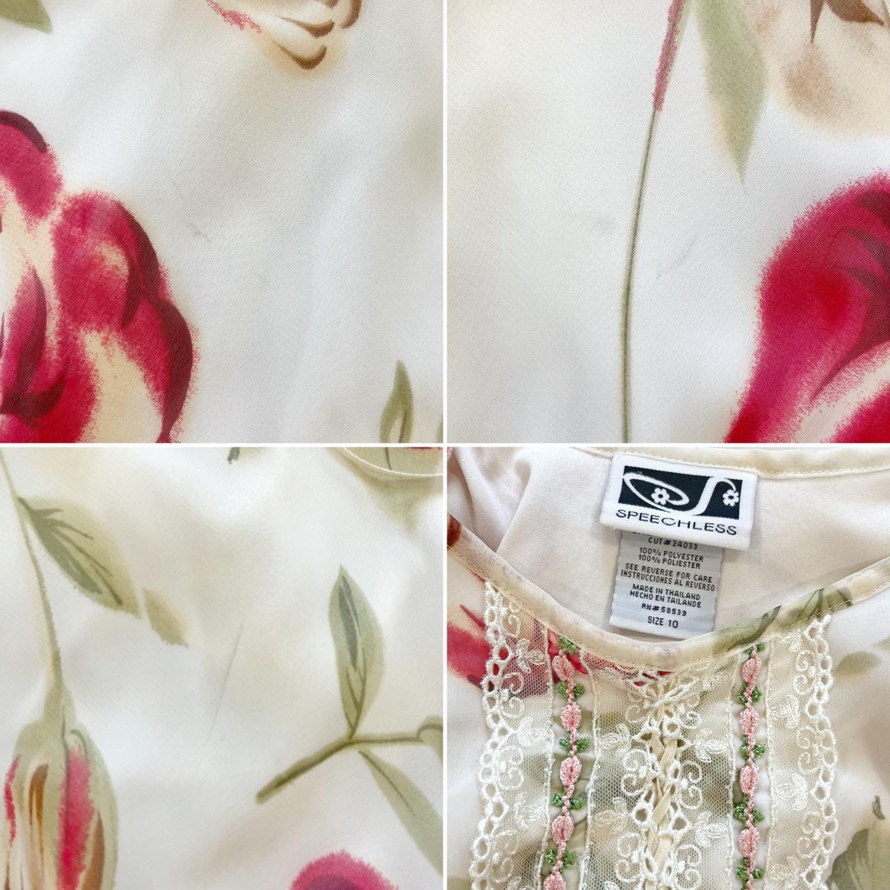Vintage 90s cream floral midi dress ⋅ cute rosette... - Depop