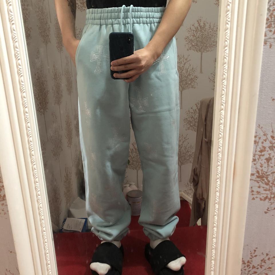 Unknown London❓ Blue Rhinestone joggers size... - Depop