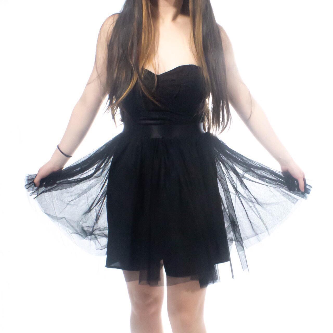 black tulle babydoll dress